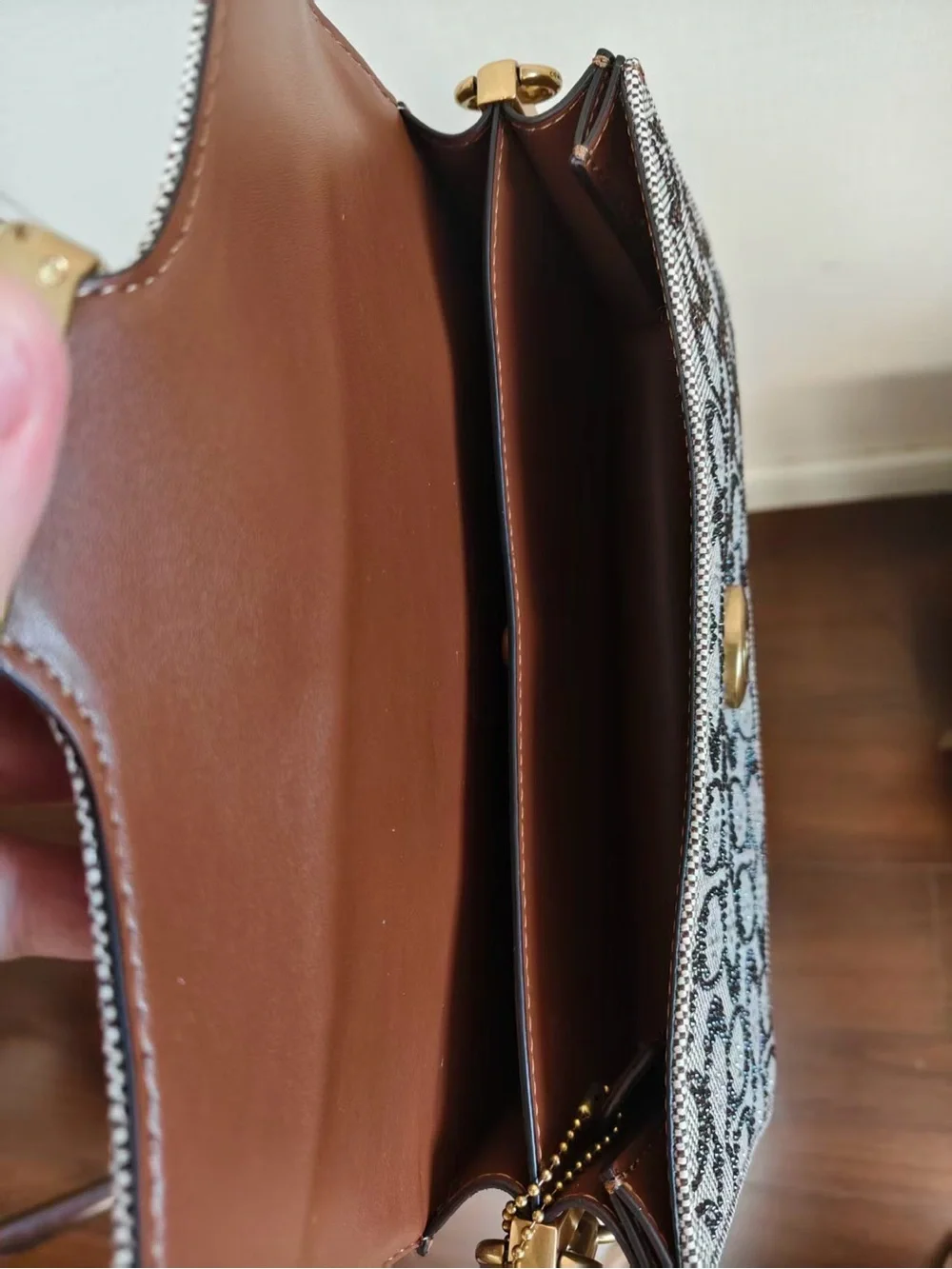 Signature Monogram Crossbody Bag in Brown and Cream